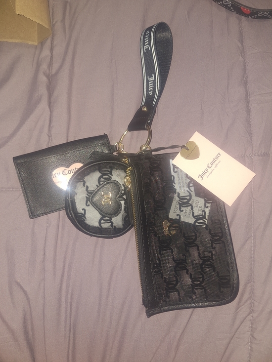 Juicy Couture Handbags - EXCLUSIVE Juicy Couture Black Logo Wristlet Set